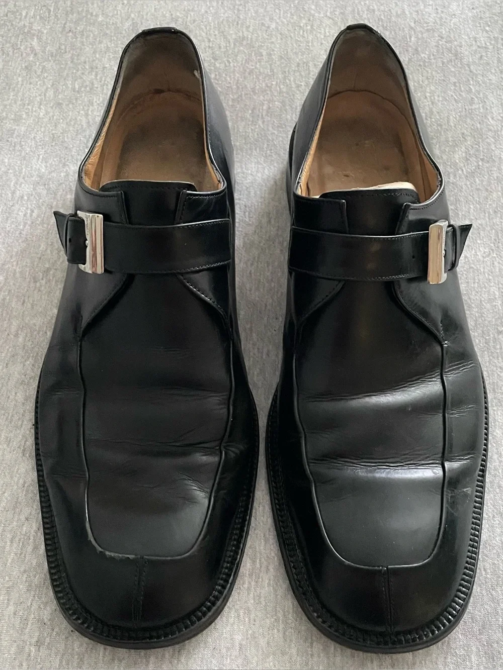 Bruno Magli Men's Sz 12M Black Leather Monk Strap Slip On Dress Shoes Vintage